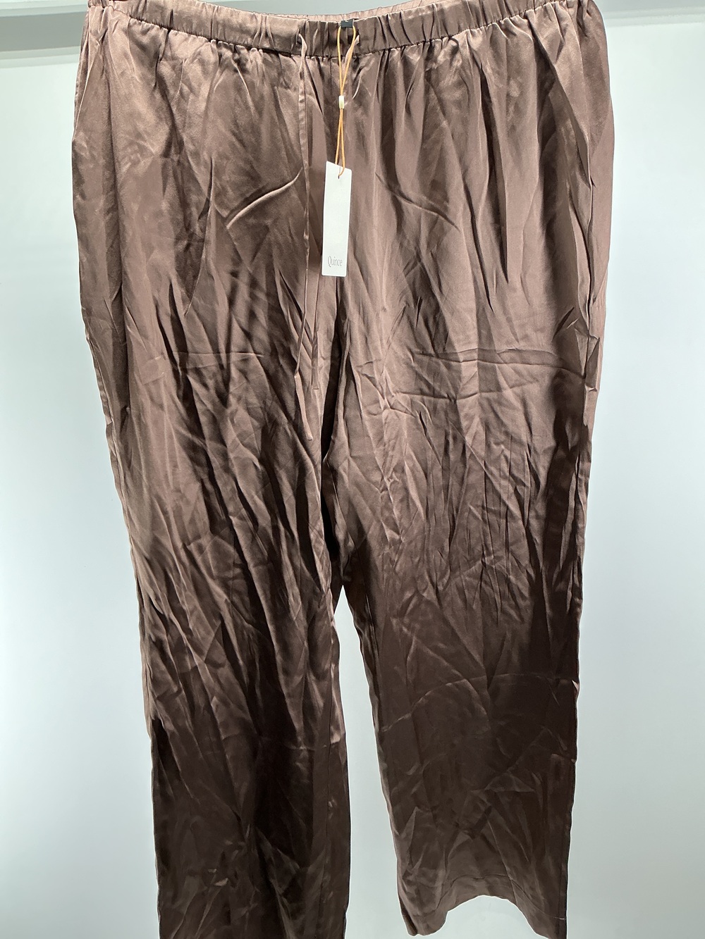 100% Washable Silk Drawstring Wide Leg Pants - 28"